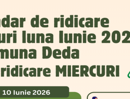 Calendar de ridicare a deșeurilor în comuna Deda, pentru luna Iunie 2026